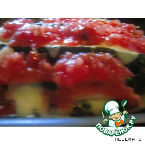 Рецепт "Гармонь" из   цуккини,  начиненного сыром, зеленью и помидорами