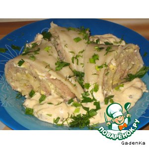 Рецепт Паровой рулет "ханум" с сырно-грибным соусом