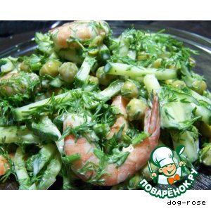 Рецепт Зеленый салат с креветками