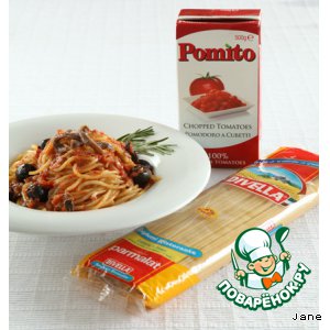 Рецепт Спагетти с анчоусами, маслинами и томатным соусом