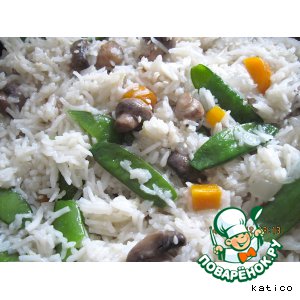 Рецепт Рис с молодым зеленым горошком и грибами
