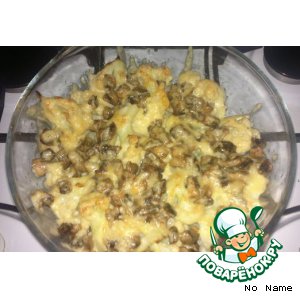 Рецепт Цветная капуста, запеченная с сыром и грибами