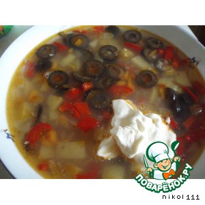 Рецепт: Гречневый суп с оливками