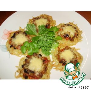 Рецепт Закуска «Картофельные хрустики с овощами и сыром»