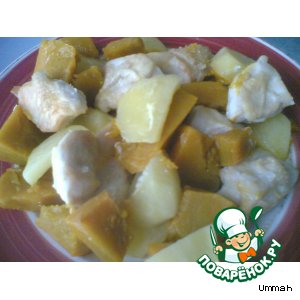 Рецепт Курица  с тыквой и картошкой  "Золотая осень"