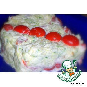 Рецепт: Салат из дайкона с огурцами и помидорами