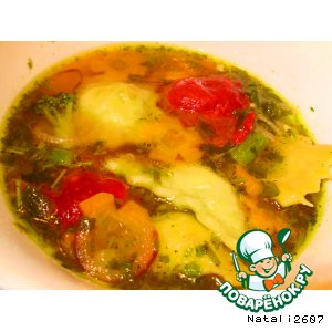 Рецепт Суп с цветными равиоли